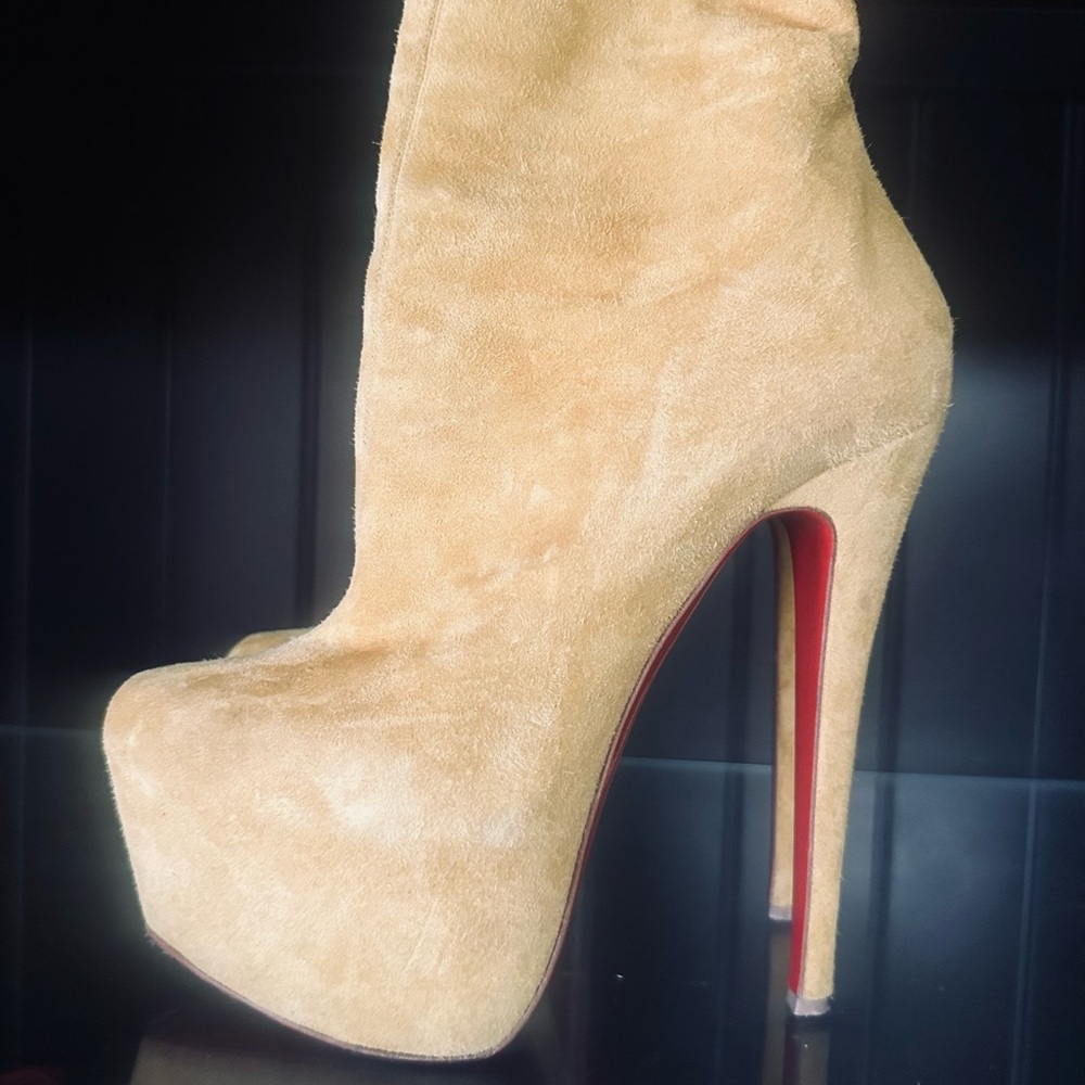 Christian Louboutin mustard yellow Heeled Boots with Signature Red Sole